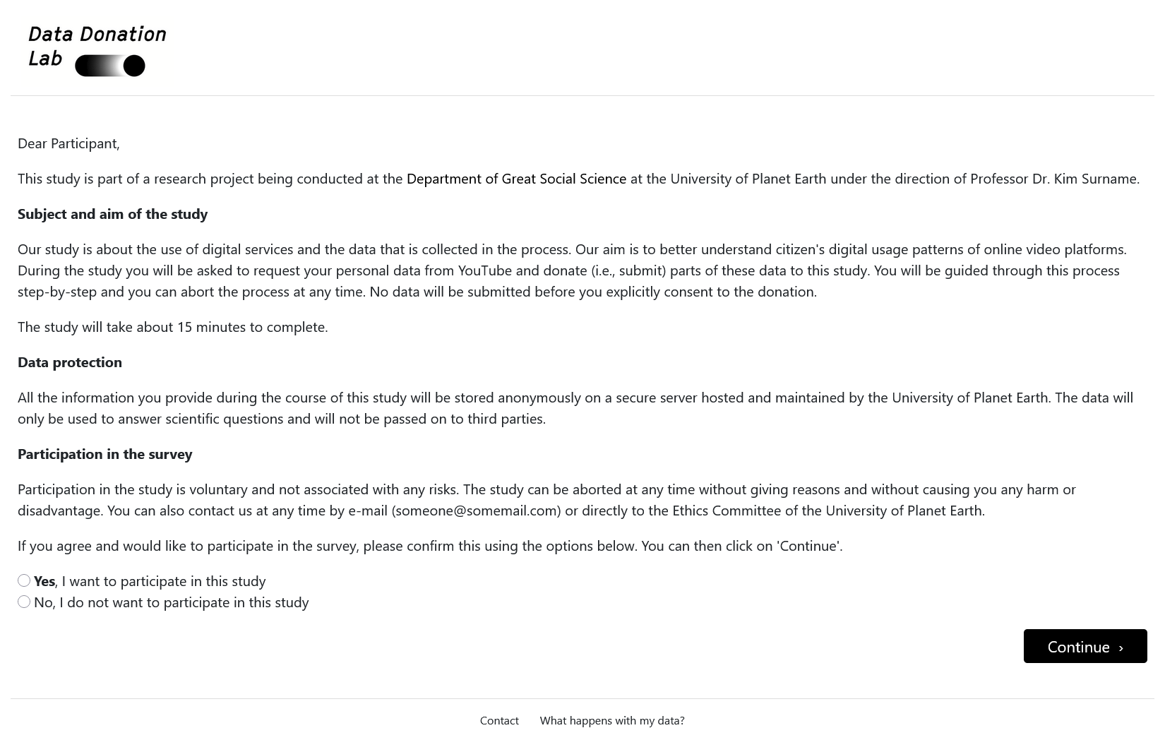 Briefing Page Screenshot