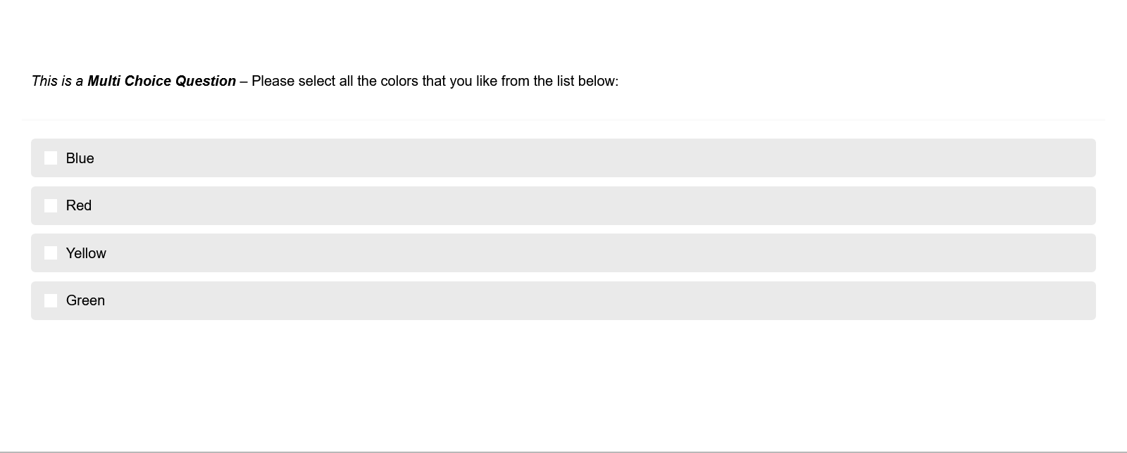 Matrix Question Screenshot