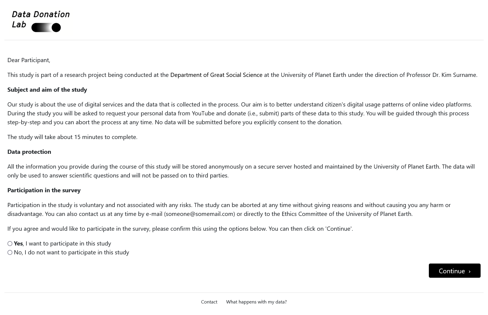 Briefing Page Screenshot