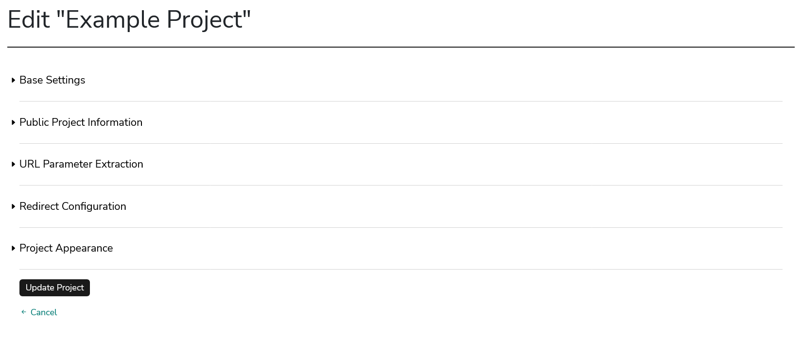 Project Settings Screenshot
