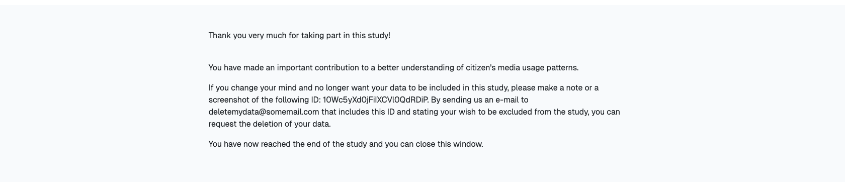Debriefing Page Screenshot